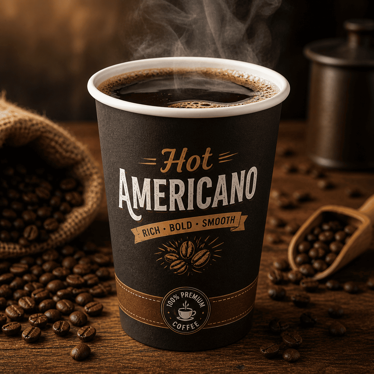 Hot Americano dari Thirty Three Brew dengan tampilan clean dan modern